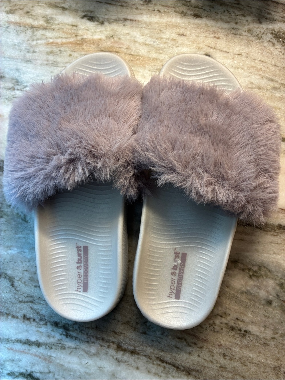 Skechers Plush Lavender Slide Slippers for Women